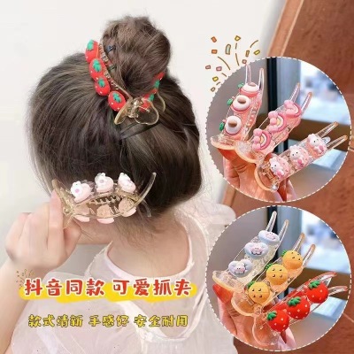 Tiktok Same Style 2022 New Children Grip Girls Bun Updo Fixed Hairpin Summer Baby Cute Hairpin