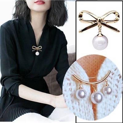 New Korean Style Anti-Exposure Brooch Female Fixed Clothes Corsage Small Pin Simple All-Match Pearl Scarf Pin