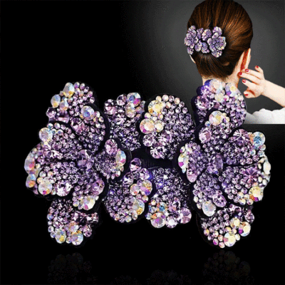 Korean Style Rhinestone Large Double Flower Double Layer Elegant Hairpin Headdress Hair Clip Gifts for Moms Hairpin Hair Ornaments Women
