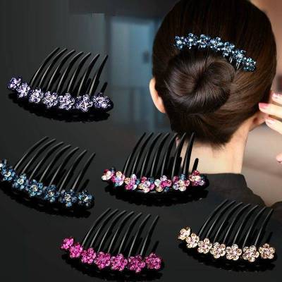 Korean Adult Dignified Rhinestone Hair Comb Fashion All-Match Seven-Tooth Hair Comb Updo Gadget Hair Plug Ornament Female