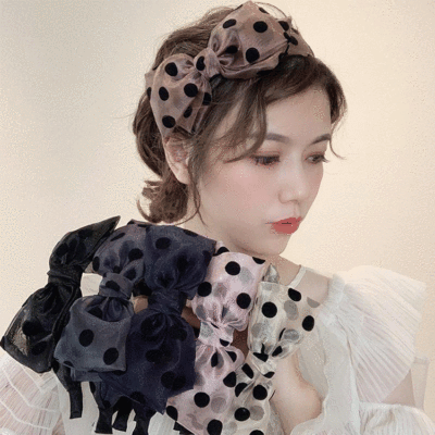 Elegant Niche Polka Dot Bow Headband Women's All-Match Internet Celebrity Korean Outing Hair Band Sweet Wide Side Simplicity Headband