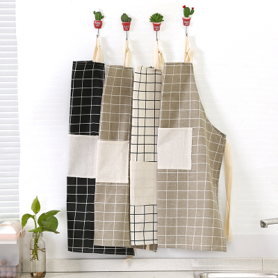 Household Cotton and Linen Apron Japanese Modern Simple Fabric Sleeveless Printed Oil-Proof Apron Wholesale