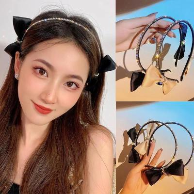 Korean Style Full Diamond Headband Rhinestone Double Side Bow Ins Style Temperament Hair Accessories Internet Celebrity Same Style Headband Hairpin