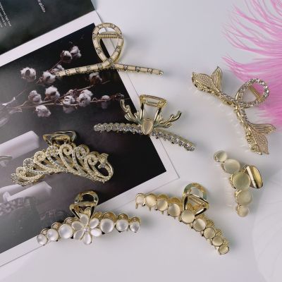 New Korean Style Antlers Alloy Big Hairpin Opal Pearl Grip Fashion Temperament Hair Volume Multi-Hair Accessories