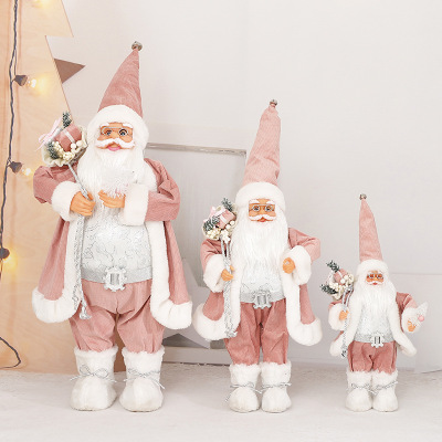 2022 Cross-Border Direct Sales Santa Doll Christmas Ornaments Pink Sequin Decoration Doll Christmas Decorations