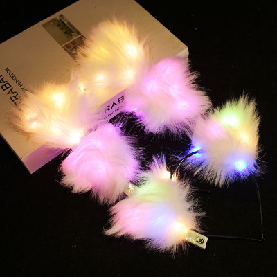 New Internet Celebrity Luminous Fox Headband Glowing Headdress Feather Rabbit Ears Cat Headband Bar Props Night Market Batch