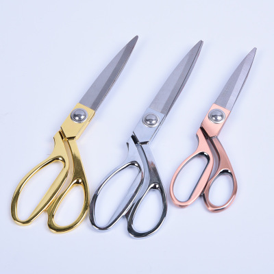 Xizhiyuan Gold-Plated Stainless Steel Clothing Scissors Dressmaker's Shears Professional Sewing Scissors Large Cloth Cutting Household Industrial Scissors