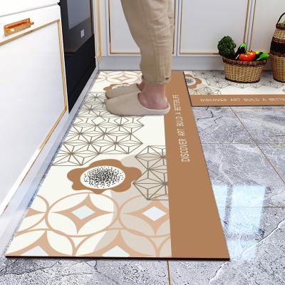 Modern Kitchen Floor Mat Non-Slip and Oilproof Erasable Household Leather Waterproof Stain-Resistant Floor Mat Foyer Entrance Mat