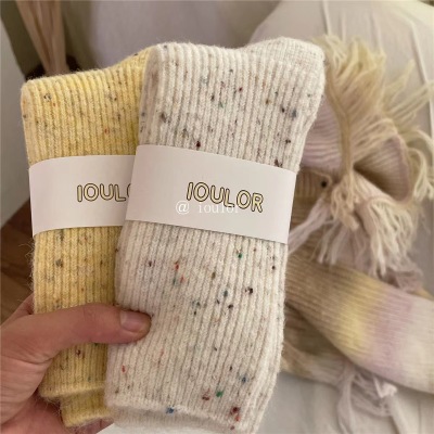 Loulor Socks Women's Winter Thickened Ideas Pure Color Japanese Tube Socks Cashmere Warm Bunching Socks Women's Socks Sakasaka Jiwu