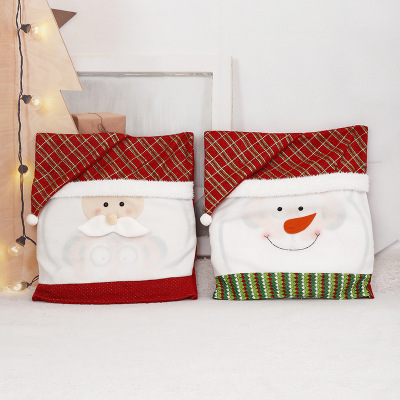 Cross-Border Direct Supply Christmas Creative Cute Santa Snowman Chair Cover Holiday Home Restaurant Layout Supplies