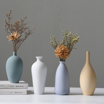 Nordic Ceramic Vase Decoration Living Room and Hotel Decoration Jingdezhen Creative Morandi Dried Flowers and Flowerpot One Piece Dropshipping