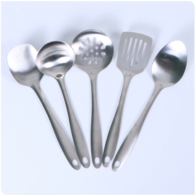 Stainless Steel Spatula 304 Steel Spatula Thickened Integral Forming Long Handle Anti-Scald Spatula Soup Spoon Colander Set