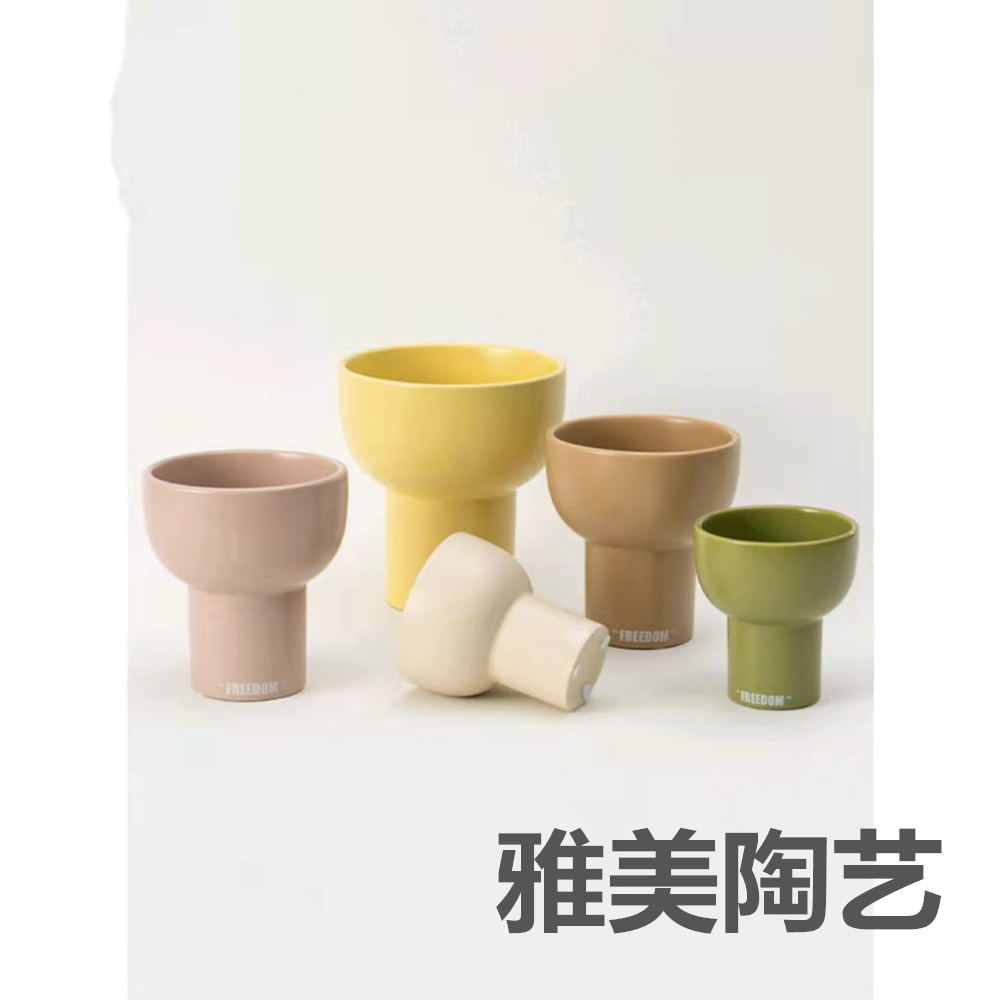 北欧碗口陶瓷花盆 现代奶油风韩国风多肉绿植桌面盆栽