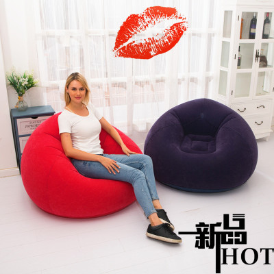 New Inflatable Flocking Sofa Single Lounge Sofa Chair Foldable Outdoor Leisure Sofa Bed Stool Cross-Border Supply