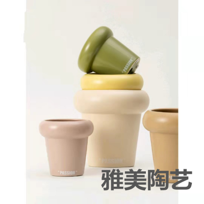 Baijiayue Nordic Fat Circle Ceramic Flower Pot Modern Creative Multi-Color Home Niche Desktop Indoor Basin