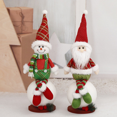 Cross-Border New Product Christmas Ornament Handmade Soft Feet Snowman Doll Santa Doll Holiday Home Decoration Supplies