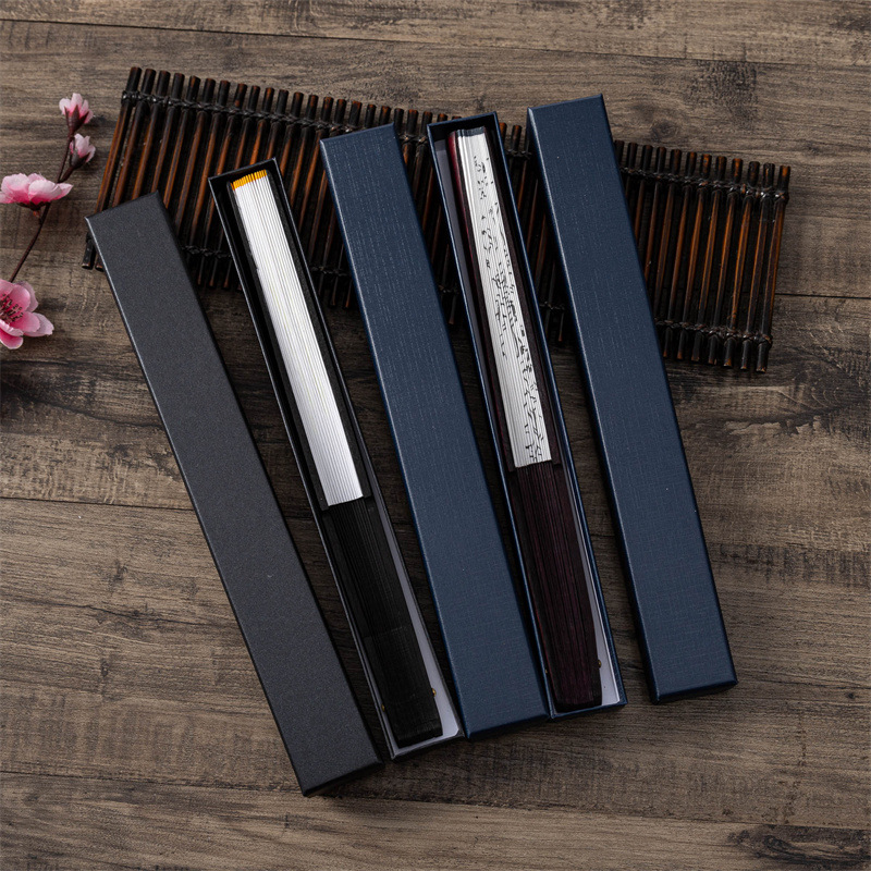 现货黑色古风10寸扇子盒天地盖男扇包装盒折扇礼品盒可加印logo