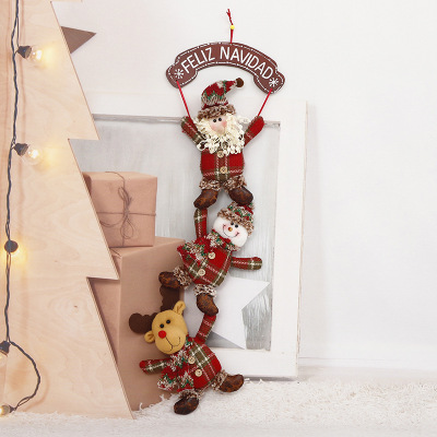 Cross-Border Hot Selling Christmas Decorations Christmas Pendant Three-Piece String Santa Claus Snowman Elk Hanging Ornaments