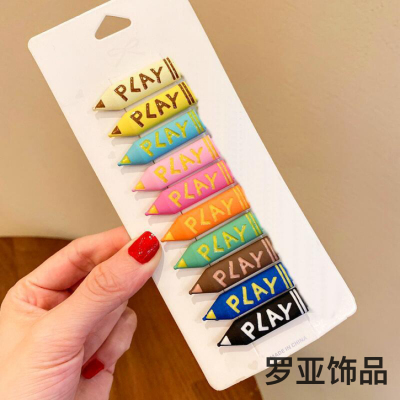 Cartoon Pencil Female Hairpin Candy Color Does Not Hurt Hair Duckbill Clip Sweet Fresh BB Clip Factory Direct Sales