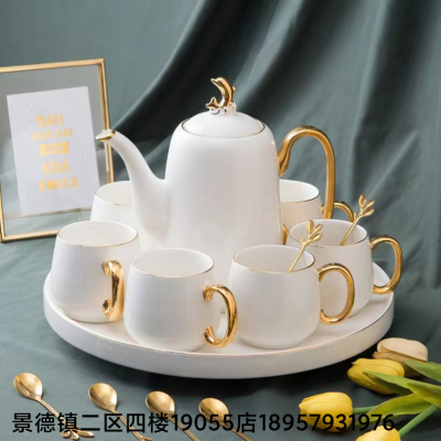 Jingdezhen Ceramic Water Set European Coffee Cup Teapot Set Cold Kettle Ceramic Cup Kitchen Supplies