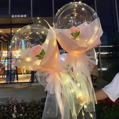 Chinese Valentine's Day Confession Led Rose Bounce Ball Luminous Internet Celebrity Bouquet Balloon Night Market Stall Bounce Ball Wholesale