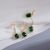 Midu Retro Hong Kong Style Emerald Earrings Light Luxury Temperament High-Grade Earrings without Pierced Mosquito Coil Ear Clip Women