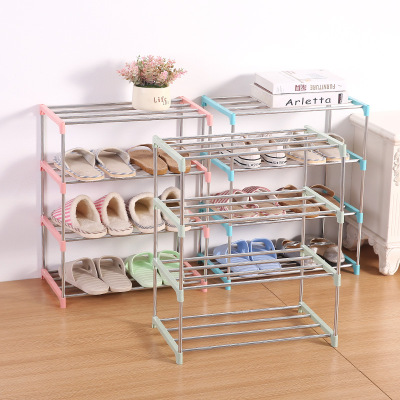 Stainless Steel Storage Rack Four-Layer Simple Shoe Rack Household Assembly Removable Shoe Rack Student Dormitory Storage Shoe Rack
