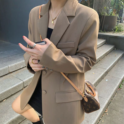 Suit Jacket for Women Spring and Autumn New Autumn Clothing Korean Style Loose Suit Brown Casual Suit Jacket Women