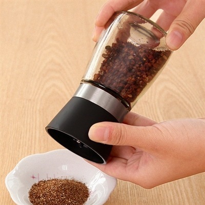 Manual Black Pepper Grinder Kitchen Seasoning Jar Ceramic Core Glass Grinding Bottle Pepper Sesame Mill