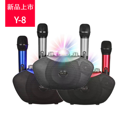 Y8 Family KTV Bluetooth Speaker Portable Dual Microphone Integrated New Audio Mobile Phone Outdoor Karaoke Wireless Microphone