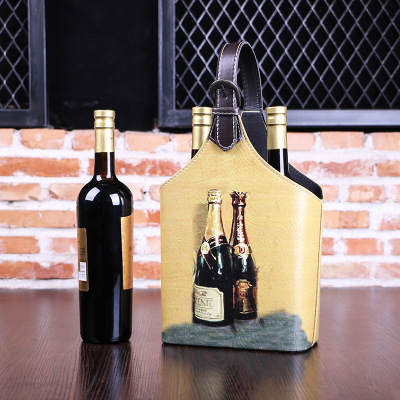 Leather Storage Basket PU Leather Food Red Wine Basket Portable Leather Basket Spring Festival Gift Packaging Gift Wine Box