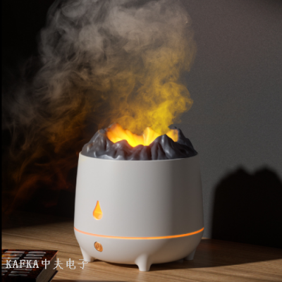 New Simulation Flame Humidifier Heavy Fog Domestic Aroma Diffuser Night Light Desktop Aromatherapy Volcano Humidifier