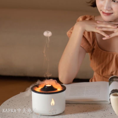 Creative Flame Humidifier Volcano Aroma Diffuser Smoke Ring Jellyfish Spray Hydrating Diffuse Ambience Light Gift