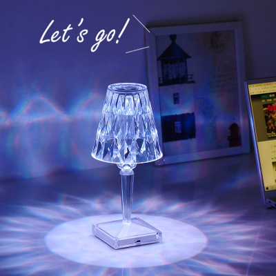 Crystal Lamp Italy Bedside Lamp Bedroom Small Night Lamp Charging Creative LED Ambient Light Diamond Lamp