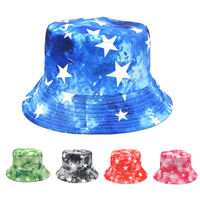 Cross-Border Tie-Dye XINGX Printing Bucket Hat Men and Women European and American Gradient Color Outdoor Sun-Shade Sun Protection Reversible Bucket Hat