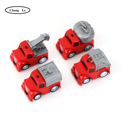 Children's Mini Plastic Pull Back Q Version City Fire Truck Engineering Vehicle Crane Model Baby's Toy Car Wholesale