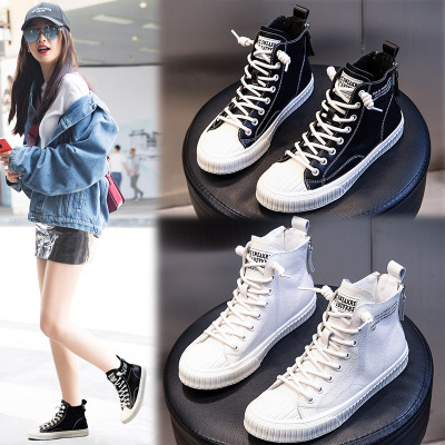 First Layer Cowhide Easy Wear Shoes Female 2022 Autumn New Ladies Flat Casual Shoes Female High Top Women's Genuine Leather Shoes Tide