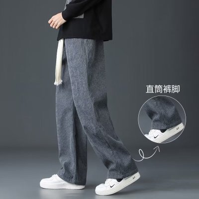 Corduroy Pants Men's Winter Loose Sweatpants Men's Fall/Winter Casual Trousers Wide Leg Autumn Straight Pants