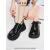 Full Cowhide ~ British Style Lace-up Big Head round Toe Platform Platform Shoes Female Authentic Leather Shoes Retro Easy Matching Pumps