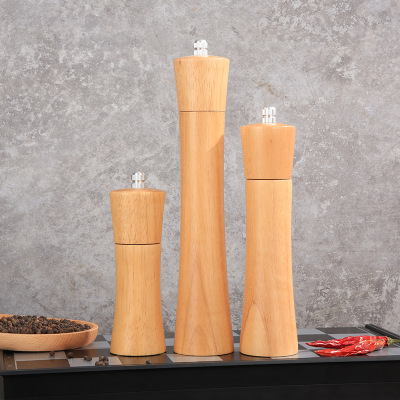 Hz358 Pepper Grinder Manual Wooden Pepper Mill Small Waist Shape Sea Salt Mill Kitchen Spice Bottle