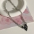 Sweet Cool Style Zircon Black Love Chain Necklace Affordable Luxury Fashion Ins Clavicle Chain Metal Temperament Wild Necklace
