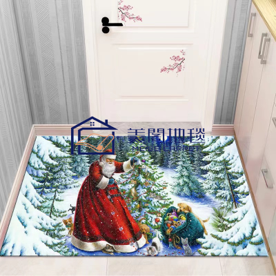 Cross-Border Christmas Bathroom Easy-Drying Floor Mat Household Faux Leather Absorbent Floor Mat Toilet Door Non-Slop Mats Direct Supply