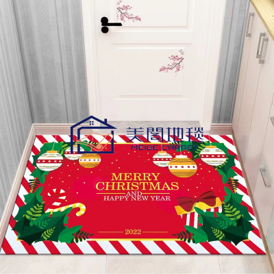 Cross-Border Christmas Bathroom Easy-Drying Floor Mat Household Faux Leather Absorbent Floor Mat Toilet Door Non-Slop Mats Direct Supply