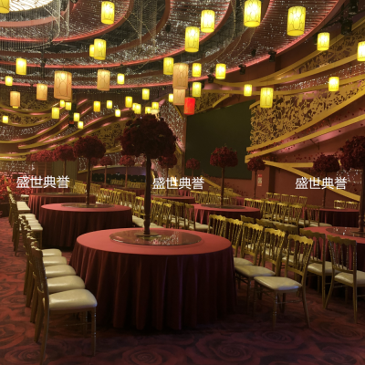 Banquet Center Dining Tables and Chairs Hotel Chinese Wedding Banquet Castle Chair Theme Wedding Bamboo Chair