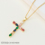 18K Color-Retaining Copper Inlaid Zircon Cross Pendant Handmade DIY Bracelet Necklace Ear Clip Pendant Hanging Ornament Accessories