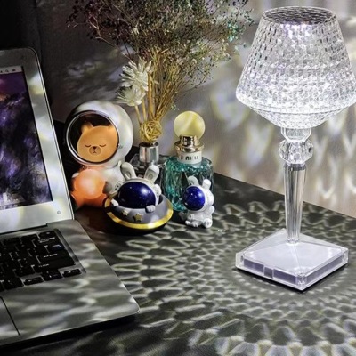 Creative Crystal Cup Table Lamp Bedside Lamp Bedroom Small Night Lamp Charging Creative Ambience Light Diamond Lamp Decorative Table Lamp