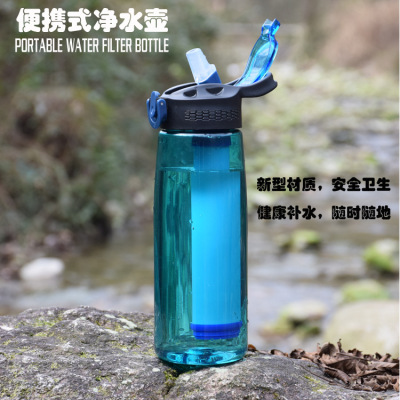 Amazon Hot New Outdoor Sports Portable Water Pitcher Filter Direct Drink Water Filter Jug Outdoor Water Purifier