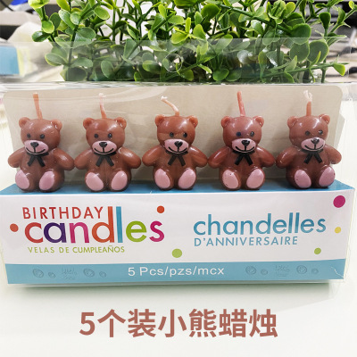 Factory Supply Korean Ins Style Cute Bear Candle Birthday Cake Candle in Stock Wholesale