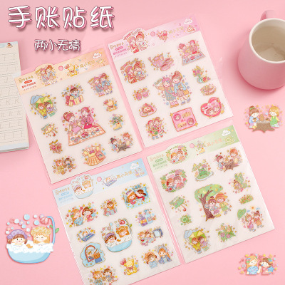 Journal Stickers Ins Girl Heart Waterproof PVC Cartoon Cute Mobile Phone Notebook Journal Diary Decoration DIY