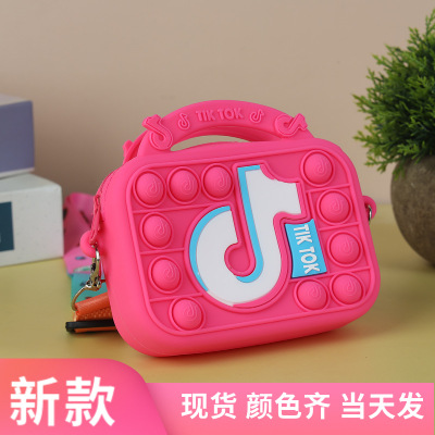 One-Shoulder Hand-Carrying Dual-Use Cute Children's Silicone TikTok Bag Children's Casual Silicone Bag Silicone Crossbody TikTok Bag